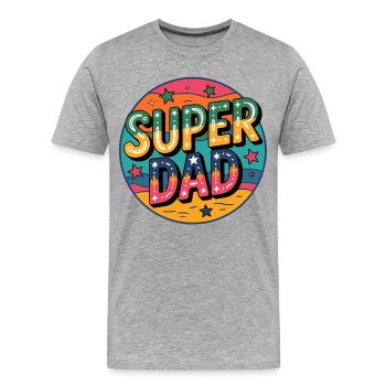 Super Dad Retro Abzeichen - Männer Premium Bio T-Shirt - Grau meliert - Vorne - Damien (186cm)
