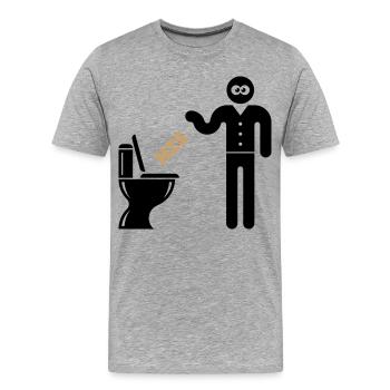 NZS Into the Toilet, Into the Toilet! Opposite Right POS 2C - Men's Premium Organic T-Shirt - heather grey - Front - Damien (186cm)