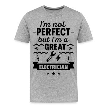Nicht perfekt aber ein super Elektriker - Männer Premium Bio T-Shirt - Grau meliert - Vorne - Damien (186cm)