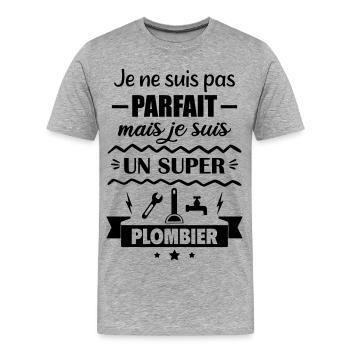 Not perfect but great plumber - Men's Premium Organic T-Shirt - heather grey - Front - Damien (186cm)