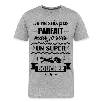 Not perfect but great butcher - Men's Premium Organic T-Shirt - heather grey - Front - Damien (186cm)