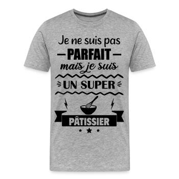 Not perfect but great pastry chef - Men's Premium Organic T-Shirt - heather grey - Front - Damien (186cm)