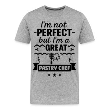 Pas parfait mais un grand pâtissier - T-shirt bio Premium Homme - gris chiné - Devant - Damien (186cm)