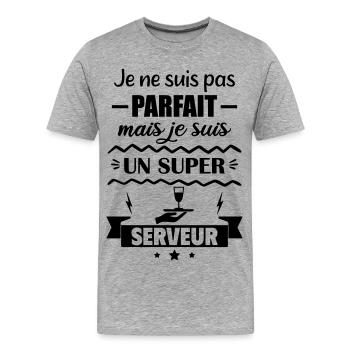 Not perfect but great server - Men's Premium Organic T-Shirt - heather grey - Front - Damien (186cm)