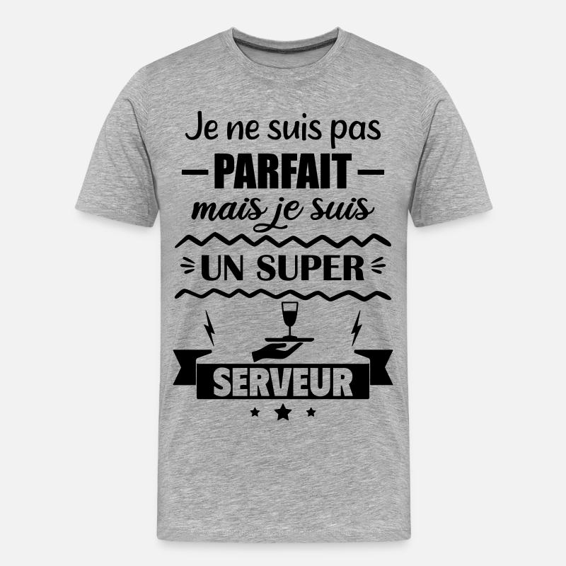 Nicht perfekt, aber toller Server - Männer Premium Bio T-Shirt - Grau meliert