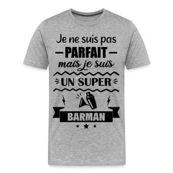 Pas parfait mais super barman - T-shirt bio Premium Homme - gris chiné - Devant - Damien (186cm)
