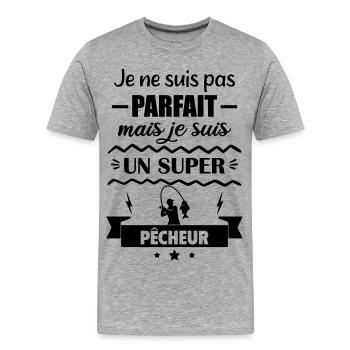 Pas parfait mais super pêcheur Pêche - T-shirt bio Premium Homme - gris chiné - Devant - Damien (186cm)