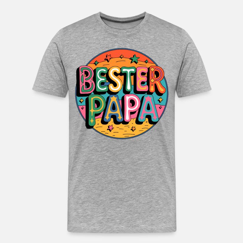 Bester Papa Farbexplosion - Männer Premium Bio T-Shirt - Grau meliert