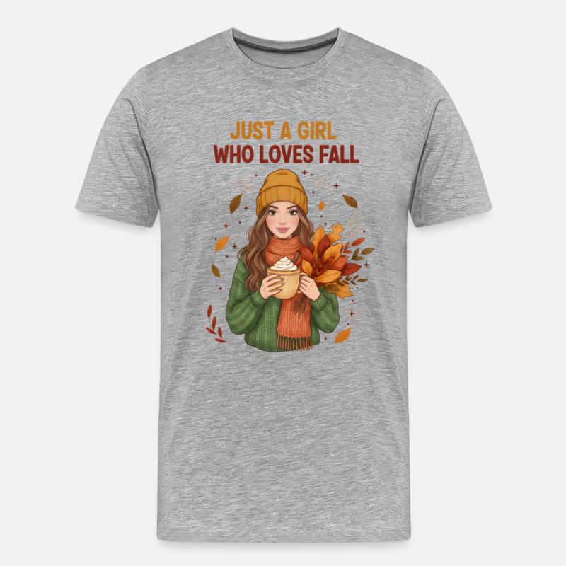 Das Mädchen, das den Herbst liebt - Männer Premium Bio T-Shirt - Grau meliert