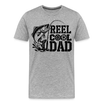 Pêcheur, pêcheur, pêcheur, poisson, moulinet, Cool Dad - T-shirt bio Premium Homme - gris chiné - Devant - Damien (186cm)