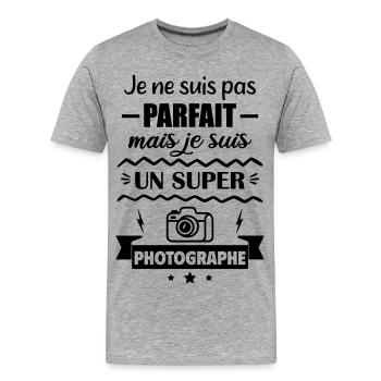 Pas parfait mais super photographe - T-shirt bio Premium Homme - gris chiné - Devant - Damien (186cm)