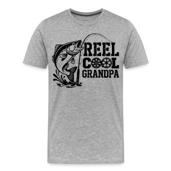 Fishing Angler Fisherman Fish, Reel Cool Grandpa - Men's Premium Organic T-Shirt - heather grey - Front - Damien (186cm)
