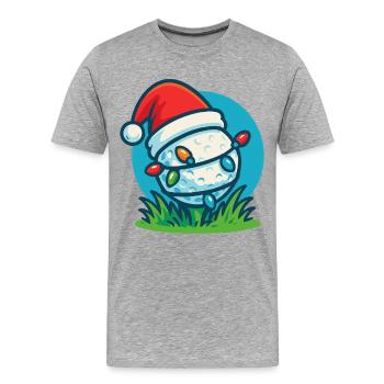 Lustiger Golfball Weihnachtsmann Weihnachtsfeiertag - Männer Premium Bio T-Shirt - Grau meliert - Vorne - Damien (186cm)