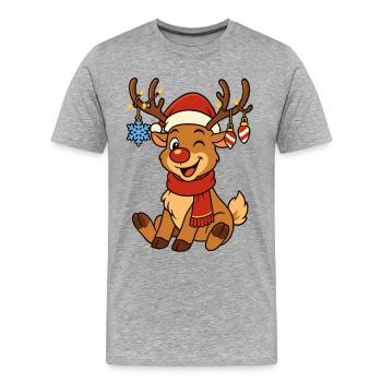 Weihnachten Lustiges Rentier Geschenk - Männer Premium Bio T-Shirt - Grau meliert - Vorne - Damien (186cm)
