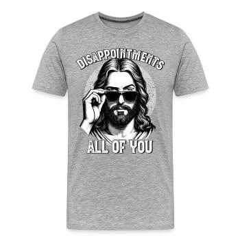 Jésus, Drôle Jésus-Christ, Catholique, Chrétien - T-shirt bio Premium Homme - gris chiné - Devant - Damien (186cm)