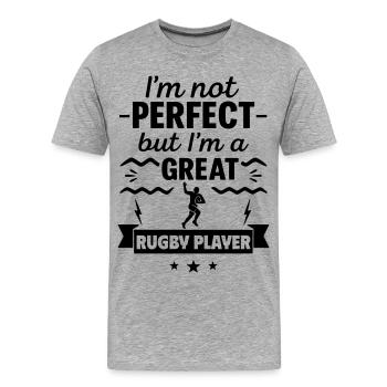Not perfect, but a super rugby player - Men's Premium Organic T-Shirt - heather grey - Front - Damien (186cm)