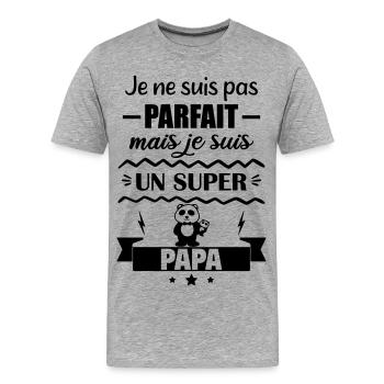 Nicht perfekt, aber toller Vater - Männer Premium Bio T-Shirt - Grau meliert - Vorne - Damien (186cm)
