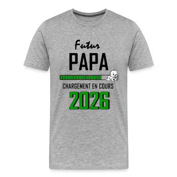 Futur PAPA Countdown 2026 Vert Bébé - T-shirt bio Premium Homme - gris chiné - Devant - Damien (186cm)