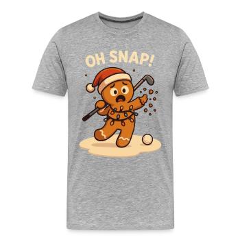 Oh Snap Lustige Golf Lebkuchen Weihnachten - Männer Premium Bio T-Shirt - Grau meliert - Vorne - Damien (186cm)