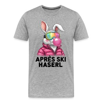 Apres Ski Haserl Pink Hase - Männer Premium Bio T-Shirt - Grau meliert - Vorne - Damien (186cm)