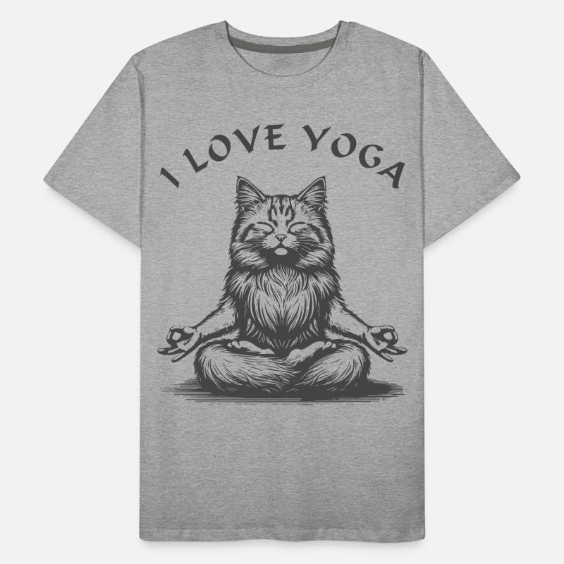 ChatsYoga Lotus Pose T-shirt bio Premium Homme