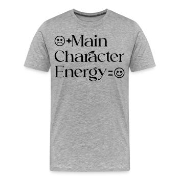 Main_Character_Energy_Positive_smile - Men's Premium Organic T-Shirt - heather grey - Front - Damien (186cm)