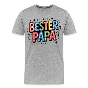 Bester Papa Neon Farbiges Design - Männer Premium Bio T-Shirt - Grau meliert - Vorne - Damien (186cm)