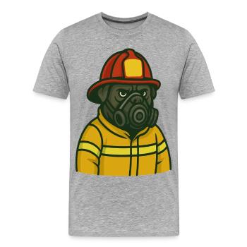 Masque à gaz pompier - T-shirt bio Premium Homme - gris chiné - Devant - Damien (186cm)