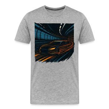 Voiture de sport de nuit dans le tunnel de vitesse - T-shirt bio Premium Homme - gris chiné - Devant - Damien (186cm)