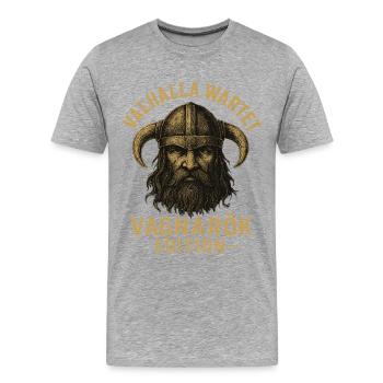 Valhalla attend les Vikings de l’édition Vagnarök - T-shirt bio Premium Homme - gris chiné - Devant - Damien (186cm)