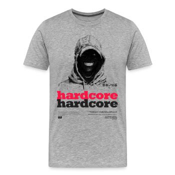 Hardcore Text - Männer Premium Bio T-Shirt - Grau meliert - Vorne - Damien (186cm)