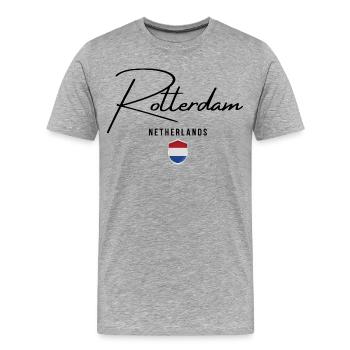 Rotterdam Pays-Bas, j’adore Rotterdam - T-shirt bio Premium Homme - gris chiné - Devant - Damien (186cm)