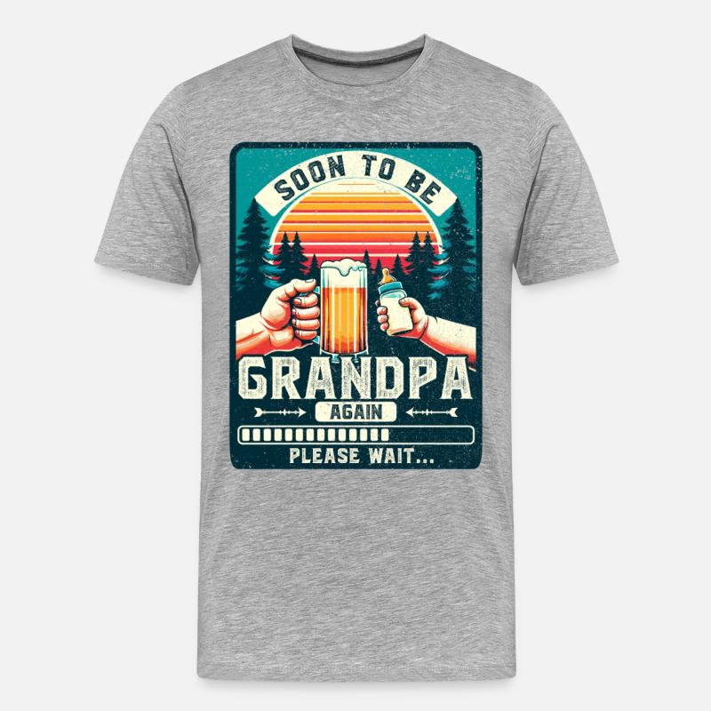 Werdender Opa loading zukünftiger Großvater - Männer Premium Bio T-Shirt - Grau meliert