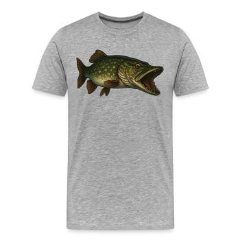 Brochet - T-shirt bio Premium Homme - gris chiné - Devant - Damien (186cm)