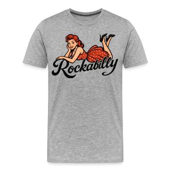 Rockabilly Pin-Up Woman 50s Reclining Petticoat Red - Men's Premium Organic T-Shirt - heather grey - Front - Damien (186cm)