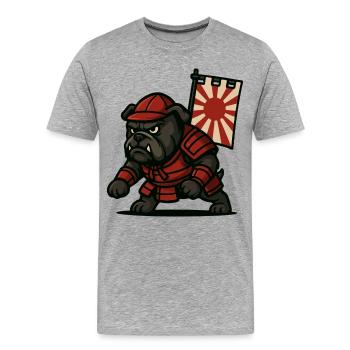 Bulldog Samurai Rising - Men's Premium Organic T-Shirt - heather grey - Front - Damien (186cm)