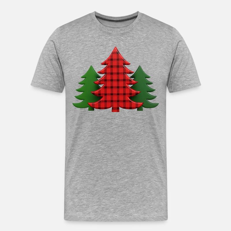Plaid Baum Weihnachtsbäume Christmas Tree - Männer Premium Bio T-Shirt - Grau meliert