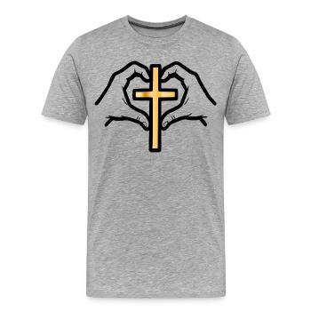 CHRISTLICHE KIRCHE GLAUBEN - Männer Premium Bio T-Shirt - Grau meliert - Vorne - Damien (186cm)