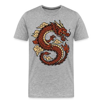 Chinese Dragon Mythical Red - Männer Premium Bio T-Shirt - Grau meliert - Vorne - Damien (186cm)