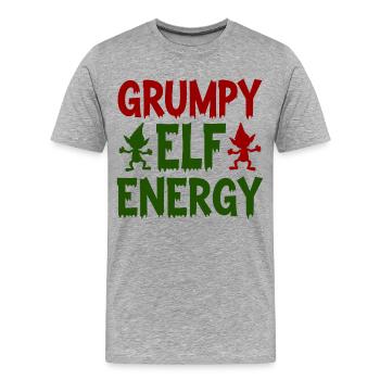 Elfe grincheux Énergie Diablotin grincheux - T-shirt bio Premium Homme - gris chiné - Devant - Damien (186cm)