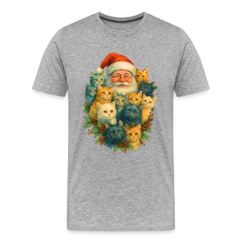 Santa Cat Diversity - Men's Premium Organic T-Shirt - heather grey - Front - Damien (186cm)