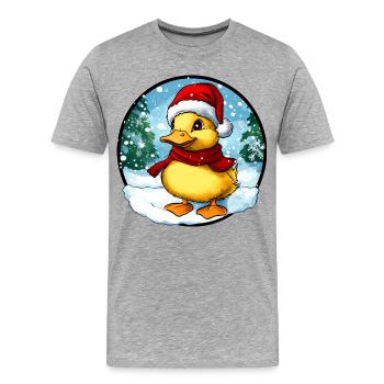 Caneton du Père Noël - T-shirt bio Premium Homme - gris chiné - Devant - Damien (186cm)
