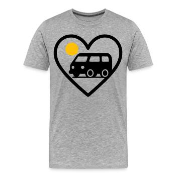 Vanlife Heart Van Travel Road Adventure - T-shirt bio Premium Homme - gris chiné - Devant - Damien (186cm)