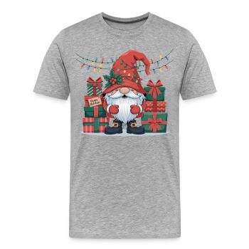 Gnome de Noël Gnome - T-shirt bio Premium Homme - gris chiné - Devant - Damien (186cm)
