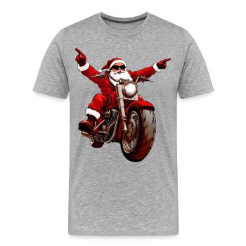 Christmas Motorcyclists - Men's Premium Organic T-Shirt - heather grey - Front - Damien (186cm)