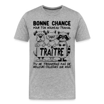 Departure colleague work new job Traitor - Men's Premium Organic T-Shirt - heather grey - Front - Damien (186cm)