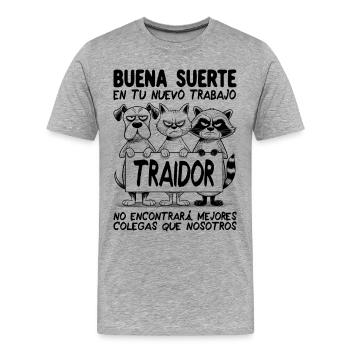 Adieu Collègue - T-shirt bio Premium Homme - gris chiné - Devant - Damien (186cm)