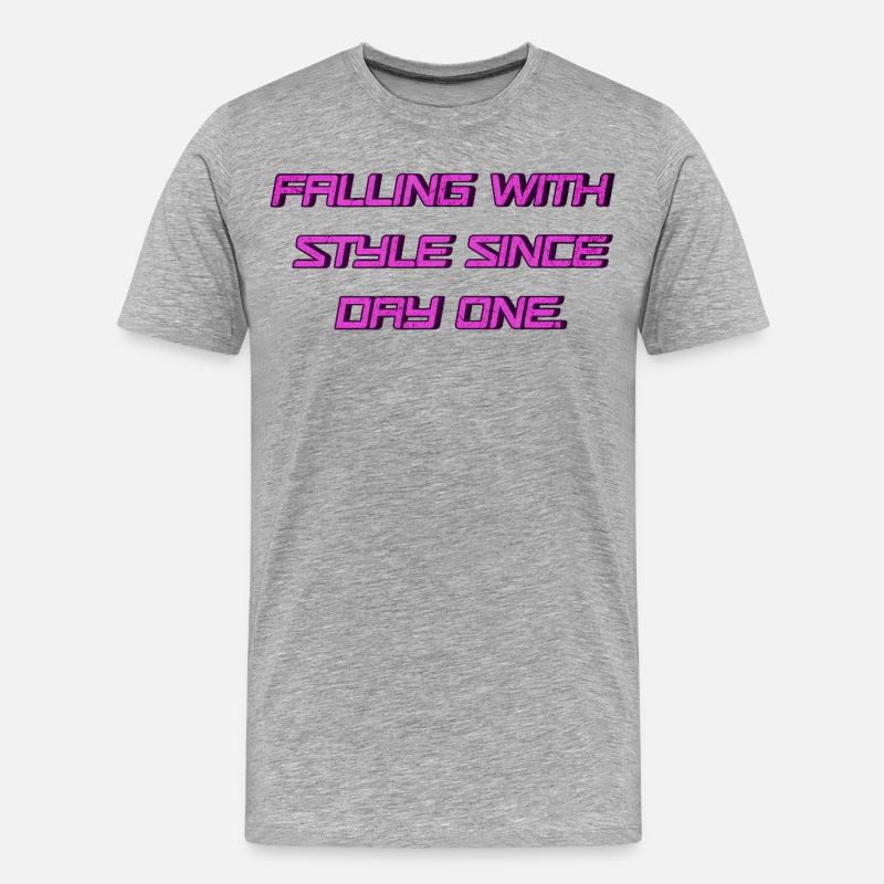 Falling with Style since Day One 💥 - Männer Premium Bio T-Shirt - Grau meliert