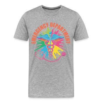 Buntes Notfall Emblem - Männer Premium Bio T-Shirt - Grau meliert - Vorne - Damien (186cm)