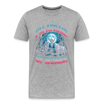 J’ai peur des femmes inportable Bootleg - T-shirt bio Premium Homme - gris chiné - Devant - Damien (186cm)